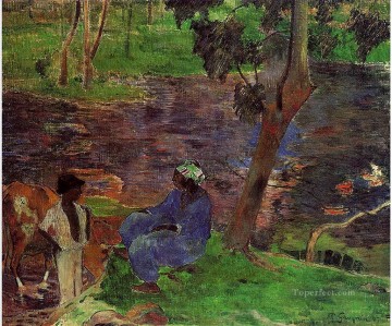  Gauguin Pintura al %C3%B3leo - En el estanque Postimpresionismo Primitivismo Paul Gauguin